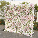 Aperturee - Aperturee White Pink Rose Plant Artificial Flower Wall For Decor